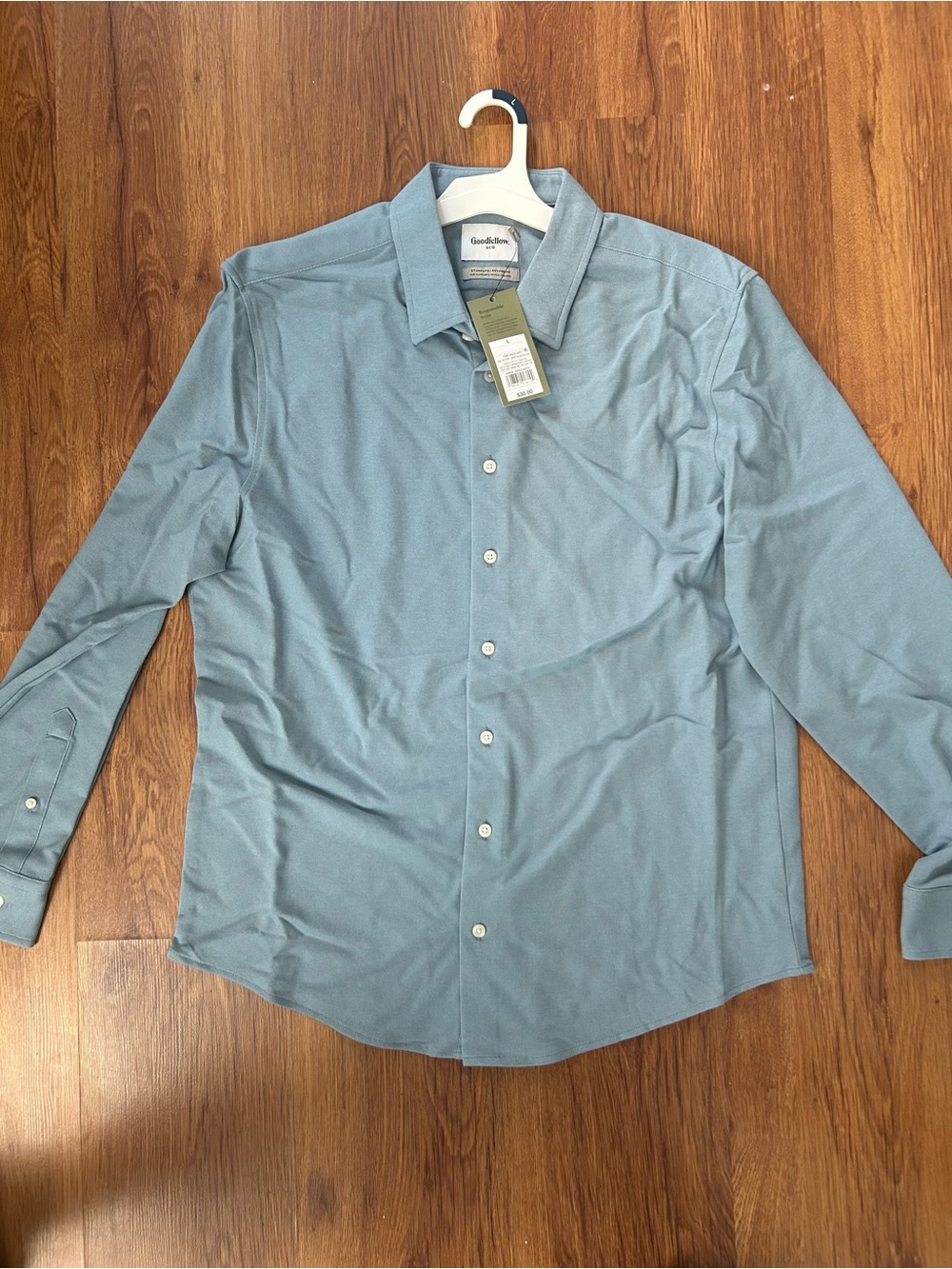 Goodfellow & Co Men's Slate Blue Long-Sleeve Button-Up Shirt